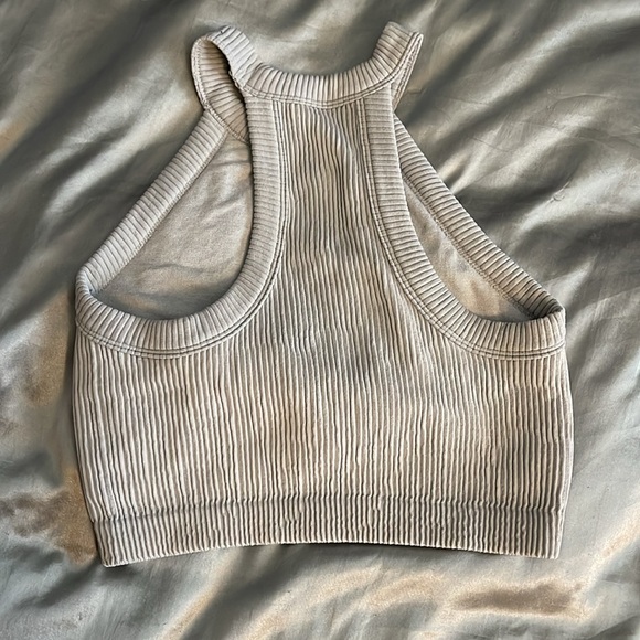 Gray Ribbed Women's Top - Picture 2 of 4